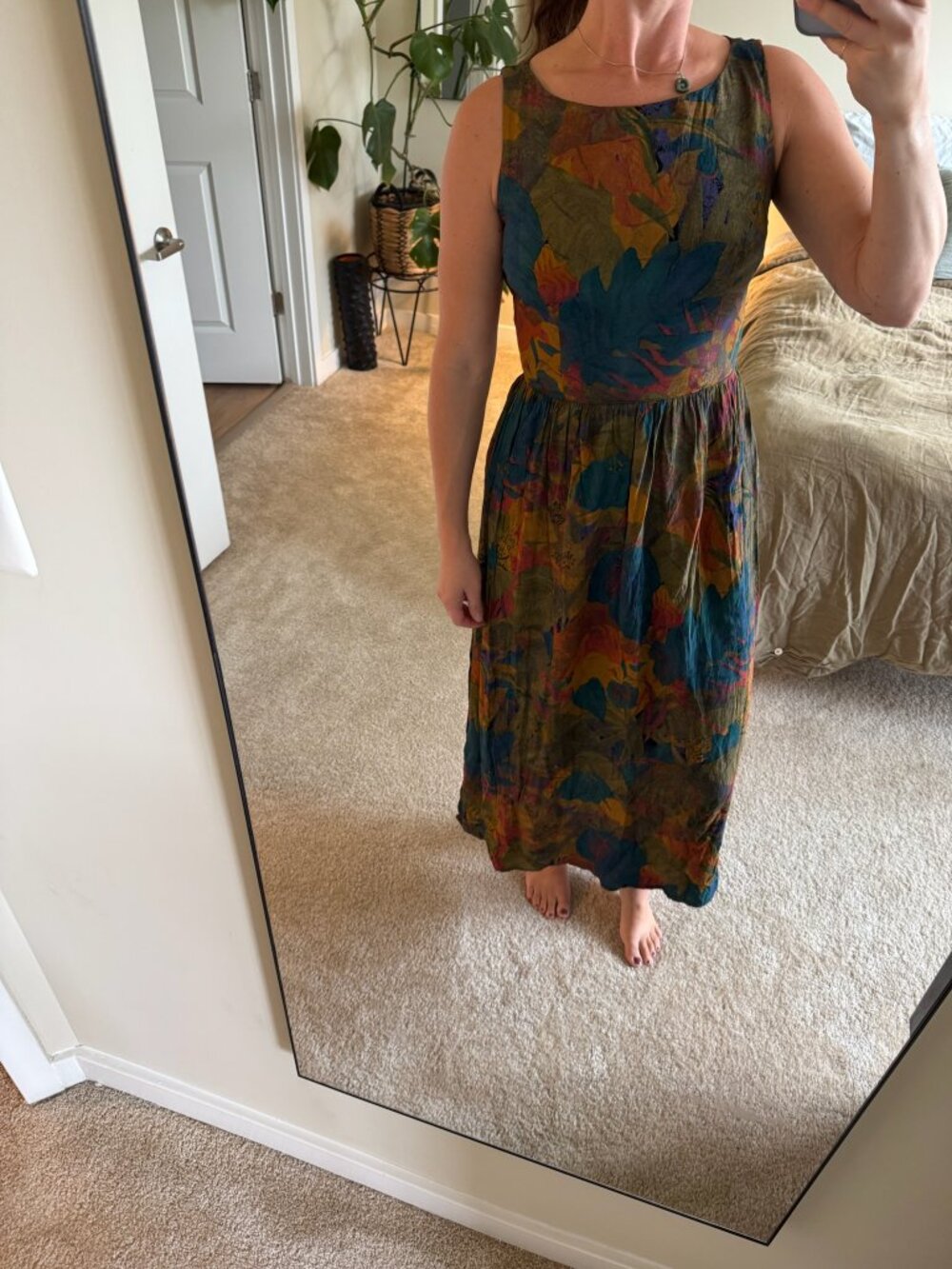 Vintage K.C. Spencer Autumn Foliage Maxi Dress Small